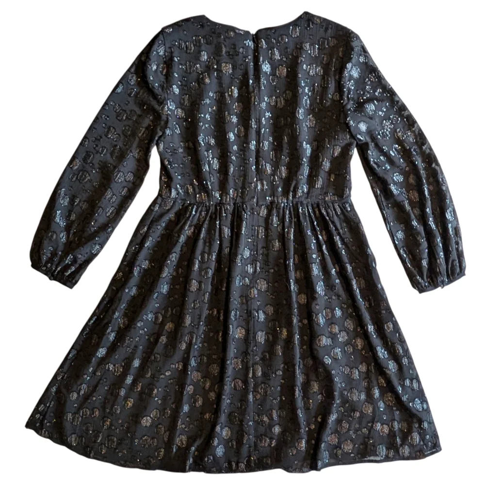 J.Crew Metallic Dot Jacquard Dress | Size 6 | Holiday Party Long Sleeve - Picture 9 of 16